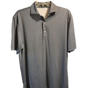 Turtleson Polo Shirt Men’s M Blue Geometric Short Sleeve Golf Polyester Spandex